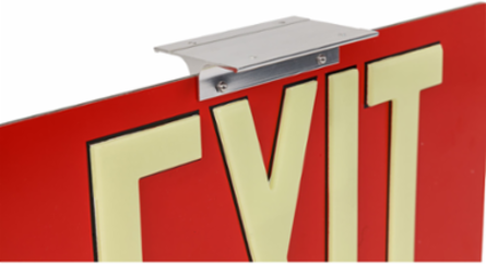 BradyGlo Exit Sign, Red, 9 Inch H x 15.75 Inch W x 0.125 Inch D, Single Sided