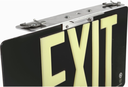 BradyGlo Exit Sign, Black, 9 Inch H x 15.75 Inch W, Double Sided, UL 924 Compliant
