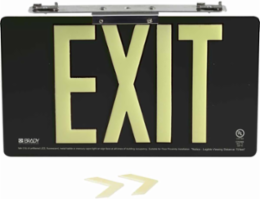 BradyGlo Exit Sign, Black, 9 Inch H x 15.75 Inch W, Double Sided, UL 924 Compliant