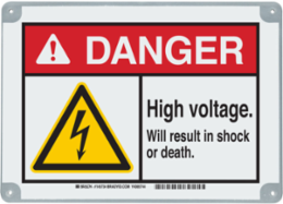 ToughWash DANGER High Voltage. Will Result In Shock Or Death. Sign, 10" H x 14" W x 0.125" D, Polypropylene