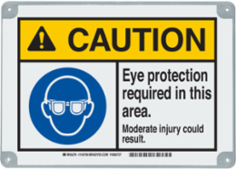 ToughWash CAUTION Eye Protection Required In This Area. Moderate Injury Could Result. Sign, 10" H x 14" W x 0.098" D, Polypropylene