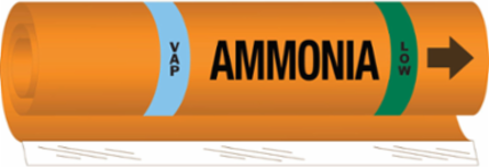 VAP AMMONIA LOW Pipe Marker, 9" H x 8" W, Fits Pipes 1.5" Dia. Thru 2.375" Dia.