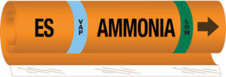 ES VAP AMMONIA LOW Pipe Marker, 9" H x 8" W, Fits Pipes 1.5" Dia. Thru 2.375" Dia.