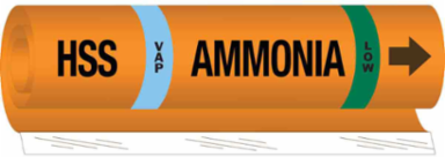 HSS VAP AMMONIA LOW Pipe Marker, 9" H x 8" W, Fits Pipes 1.5" Dia. Thru 2.375" Dia.