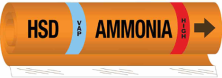 HSD VAP AMMONIA HIGH Pipe Marker, 9" H x 8" W, Fits Pipes 1.5" Dia. Thru 2.375" Dia.