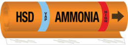 HSD VAP AMMONIA HIGH Pipe Marker, 9" H x 8" W, Fits Pipes 1.5" Dia. Thru 2.375" Dia.