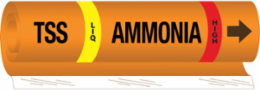 TSS LIQ AMMONIA HIGH Pipe Marker, 9" H x 8" W, Fits Pipes 1.5" Dia. Thru 2.375" Dia.