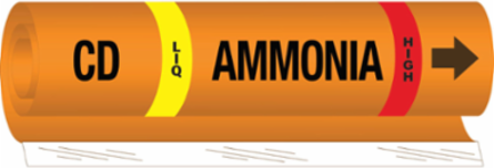 CD LIQ AMMONIA HIGH Pipe Marker, 9" H x 8" W, Fits Pipes 1.5" Dia. Thru 2.375" Dia.