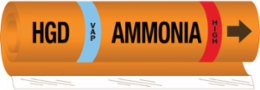 HGD VAP AMMONIA HIGH Pipe Marker, 26" H x 12" W, Fits Pipes 2.5" Dia. Thru 7.875" Dia.