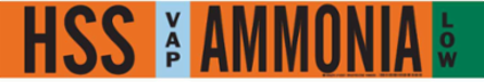 HSS VAP AMMONIA LOW Pipe Marker, 2.25" H x 14" W, Fits Pipes 2.5" Dia. Thru 7.875" Dia.