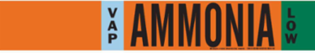 VAP AMMONIA LOW Pipe Marker, 2.25" H x 14" W, Fits Pipes 2.5" Dia. Thru 7.875" Dia.