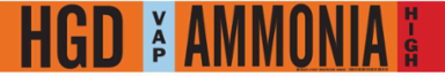 HGD VAP AMMONIA HIGH Pipe Marker, 2.25" H x 14" W, Fits Pipes 2.5" Dia. Thru 7.875" Dia.