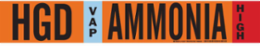 HGD VAP AMMONIA HIGH Pipe Marker, 2.25" H x 14" W, Fits Pipes 2.5" Dia. Thru 7.875" Dia.