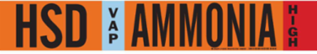 HSD VAP AMMONIA HIGH Pipe Marker, 2.25" H x 14" W, Fits Pipes 2.5" Dia. Thru 7.875" Dia.