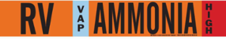 RV VAP AMMONIA HIGH Pipe Marker, 2.25" H x 14" W, Fits Pipes 2.5" Dia. Thru 7.875" Dia.