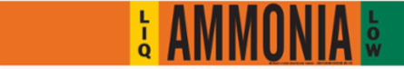 LIQ AMMONIA LOW Pipe Marker, 2.25" H x 14" W, Fits Pipes 2.5" Dia. Thru 7.875" Dia.