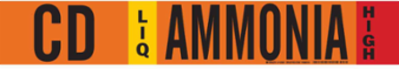 CD LIQ AMMONIA HIGH Pipe Marker, 2.25" H x 14" W, Fits Pipes 2.5" Dia. Thru 7.875" Dia.