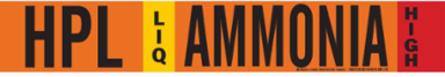 HPL LIQ AMMONIA HIGH Pipe Marker, 2.25" H x 14" W, Fits Pipes 2.5" Dia. Thru 7.875" Dia.