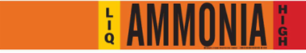 LIQ AMMONIA HIGH Pipe Marker, 2.25" H x 14" W, Fits Pipes 2.5" Dia. Thru 7.875" Dia.