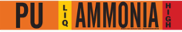 PU LIQ AMMONIA HIGH Pipe Marker, 2.25" H x 14" W, Fits Pipes 2.5" Dia. Thru 7.875" Dia.
