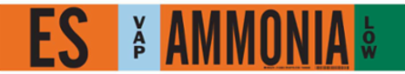 ES VAP AMMONIA LOW Pipe Marker, 4" H x 24" W, Fits Pipes 8" Dia. or Larger