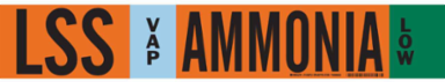 LSS VAP AMMONIA LOW Pipe Marker, 4" H x 24" W, Fits Pipes 8" Dia. or Larger