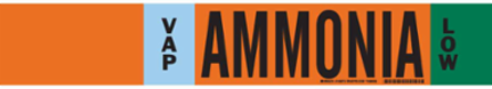 VAP AMMONIA LOW Pipe Marker, 4" H x 24" W, Fits Pipes 8" Dia. or Larger