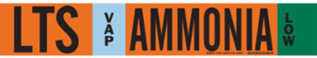 LTS VAP AMMONIA LOW Pipe Marker, 4" H x 24" W, Fits Pipes 8" Dia. or Larger