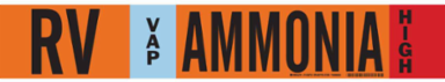 RV VAP AMMONIA HIGH Pipe Marker, 4" H x 24" W, Fits Pipes 8" Dia. or Larger