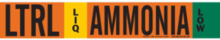 LTRL LIQ AMMONIA LOW Pipe Marker, 4" H x 24" W, Fits Pipes 8" Dia. or Larger
