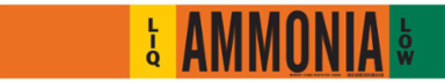 LIQ AMMONIA LOW Pipe Marker, 4" H x 24" W, Fits Pipes 8" Dia. or Larger