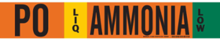 PO LIQ AMMONIA LOW Pipe Marker, 4" H x 24" W, Fits Pipes 8" Dia. or Larger