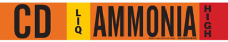 CD LIQ AMMONIA HIGH Pipe Marker, 4" H x 24" W, Fits Pipes 8" Dia. or Larger