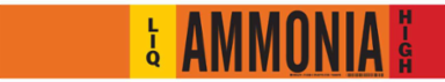 LIQ AMMONIA HIGH Pipe Marker, 4" H x 24" W, Fits Pipes 8" Dia. or Larger