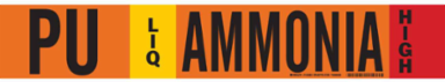 PU LIQ AMMONIA HIGH Pipe Marker, 4" H x 24" W, Fits Pipes 8" Dia. or Larger
