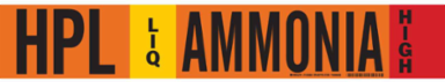 HPL LIQ AMMONIA HIGH Pipe Marker, 4" H x 24" W, Fits Pipes 8" Dia. or Larger