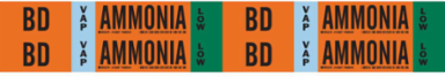AMMONIA LOW Pipe Marker, 1.125 Inch H x 7 Inch W, Fits Pipes 0.75 Inch to 2.375 Inch Diameter
