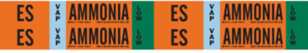 ES VAP AMMONIA LOW Pipe Marker, 1.125" H x 7" W, Card of 4 Each, Fits Pipes 0.75" Dia. Thru 2.375" Dia.