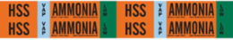 HSS VAP AMMONIA LOW Pipe Marker, 1.125" H x 7" W, Card of 4 Each, Fits Pipes 0.75" Dia. Thru 2.375" Dia.