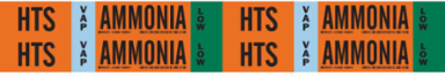 HTS VAP AMMONIA LOW Pipe Marker, 1.125" H x 7" W, Card of 4 Each, Fits Pipes 0.75" Dia. Thru 2.375" Dia.