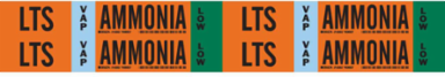 LTS VAP AMMONIA LOW Pipe Marker, 1.125" H x 7" W, Card of 4 Each, Fits Pipes 0.75" Dia. Thru 2.375" Dia.