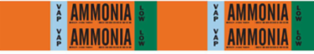 VAP AMMONIA LOW Pipe Marker, 1.125" H x 7" W, Card of 4 Each, Fits Pipes 0.75" Dia. Thru 2.375" Dia.