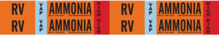 RV VAP AMMONIA HIGH Pipe Marker, 1.125" H x 7" W, Card of 4 Each, Fits Pipes 0.75" Dia. Thru 2.375" Dia.