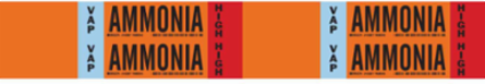 VAP AMMONIA HIGH Pipe Marker, 1.125" H x 7" W, Card of 4 Each, Fits Pipes 0.75" Dia. Thru 2.375" Dia.