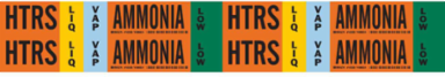 HTRS LIQVAP AMMONIA LOW Pipe Marker, 1.125" H x 7" W, Card of 4 Each, Fits Pipes 0.75" Dia. Thru 2.375" Dia.