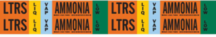 LTRS LIQVAP AMMONIA LOW Pipe Marker, 1.125" H x 7" W, Card of 4 Each, Fits Pipes 0.75" Dia. Thru 2.375" Dia.