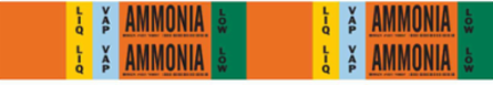 LIQVAP AMMONIA LOW Pipe Marker, 1.125" H x 7" W, Card of 4 Each, Fits Pipes 0.75" Dia. Thru 2.375" Dia.