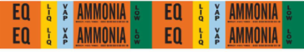 EQ LIQVAP AMMONIA LOW Pipe Marker, 1.125" H x 7" W, Card of 4 Each, Fits Pipes 0.75" Dia. Thru 2.375" Dia.