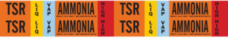 TSR LIQVAP AMMONIA HIGH Pipe Marker, 1.125" H x 7" W, Card of 4 Each, Fits Pipes 0.75" Dia. Thru 2.375" Dia.