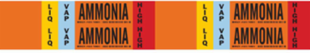 LIQVAP AMMONIA HIGH Pipe Marker, 1.125" H x 7" W, Card of 4 Each, Fits Pipes 0.75" Dia. Thru 2.375" Dia.